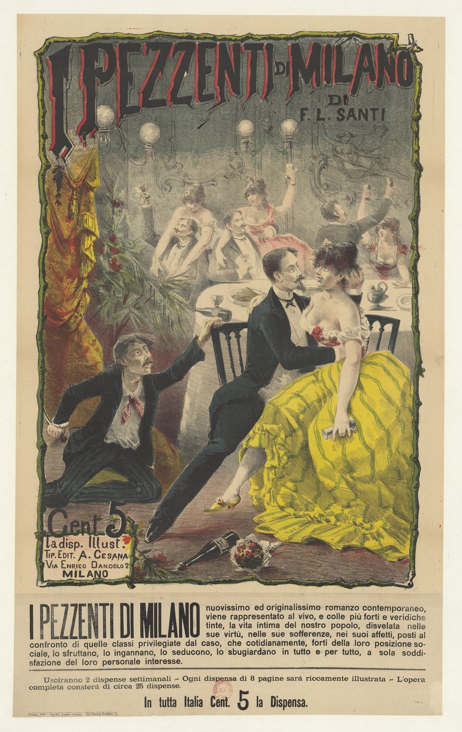 File:I Pezzenti di Milano di F.L. Santi. Cent. 5 la disp. illust. I Pezzenti di Milano nuovissimo ed originalissimo romanzo contemporaneo. In tutta Italia. Cent. 5 la dispensa affiche, non identifié.jpg