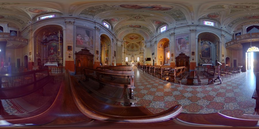 File:San Giovanni Battista (Cernusco Lombardone) - photosphere from beginning of nave.jpg