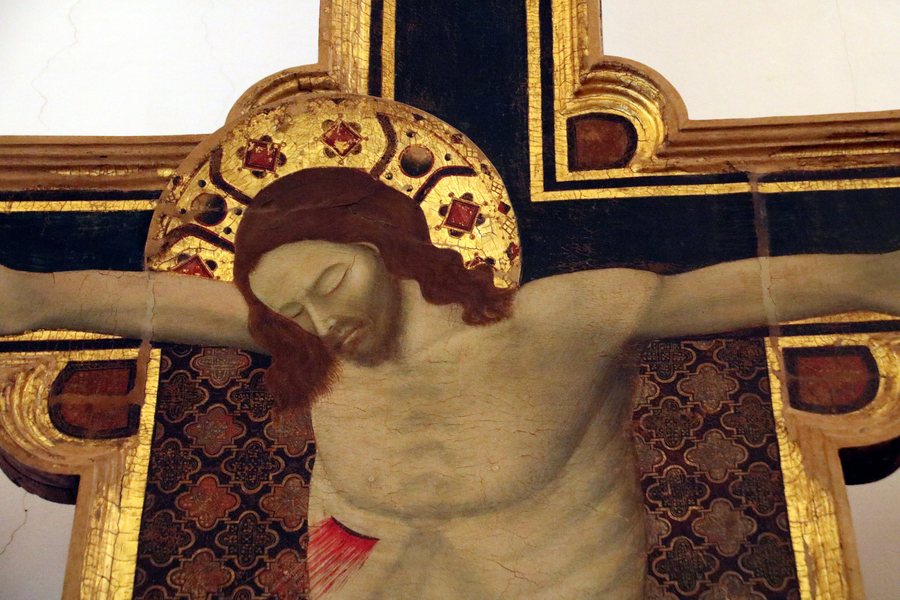 File:Maestro di Verucchio, Crocifisso; nelle tabelle Eterno benedicente, Vergine e San Giovanni 02.jpg